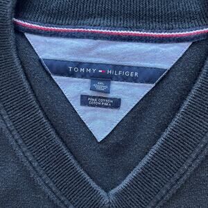 Tommy Hilfiger Men's 4XL V-Neck Sweater Black Pima Cotton Big & Tall Pullover